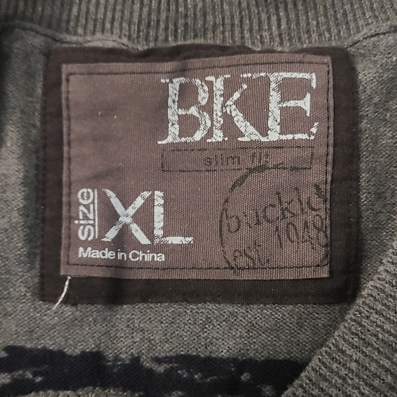 Buckle faded distressed striped v-neck sweater grey navy - Picture 5 of 6